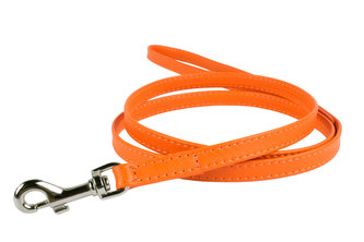 Vodítko kožené Glamour Classic - oranžové (122cm/18mm)