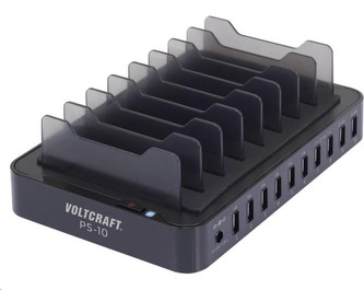 CONRAD USB nabíjecí stanice se stojánky pro mobily a tablety VOLTCRAFT PS-10 10 x USB