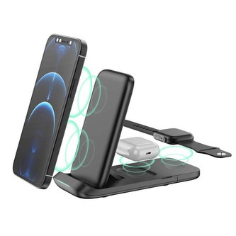 1stCOOL bezdrátová QI nabíječka 3v1, skládací, Apple kompatibilní, černá