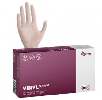 Rukavice jednorázové VINYL CLASSIC pudrované S, bílé