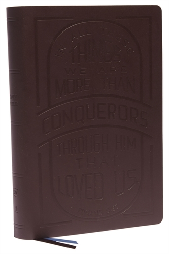 KJV, Large Print Center-Column Reference Bible, Verse Art Cover Collection, Genuine Leather, Brown, Red Letter, Comfort