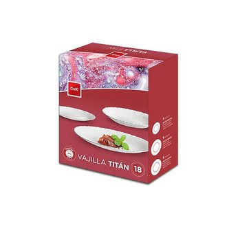 SADA JÍDELNÍCH TALÍŘŮ "TITAN", OPÁLOVÉ SKLO, 18KS