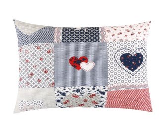 Povláček krep - modré srdce - povláček 40x60cm na zip ( pouze povlak )