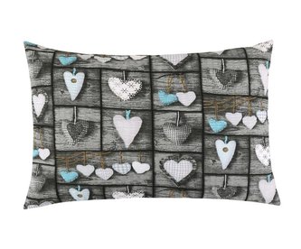 Povláček krep - srdce patchwork šedé - povláček 40x60cm na zip ( pouze povlak )