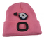 Čepice s čelovkou LED růžová (USB nabíjení)