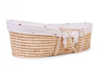 Košík pro miminko Natural + matrace + potah Jersey Hearts