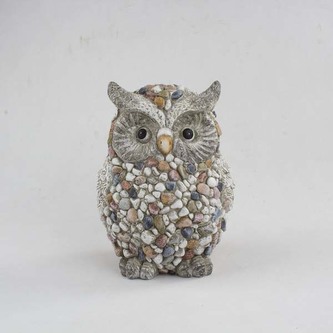Zahradní okrasná sovička s kamínky (polyresin), 0/3