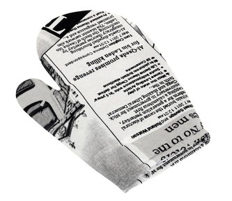 Kuchyňská chňapka - noviny černé - chňapka 28x18 cm