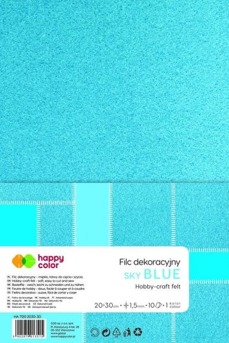 Filc dekoracyjny błękitny 10szt HAPPY COLOR