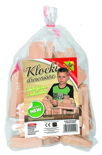 Klocki drewniane w worku dużym