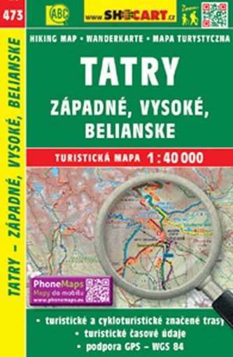 Tatry-Západné,Vysoké,Belianske 1:40T/473 Turistická mapa SHOCart