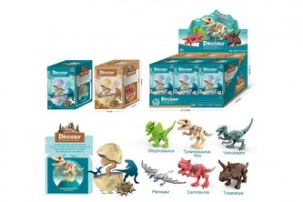 Dinosaurus šroubovací ve vajíčku plast 13cm 2 druhy v krabičce 9x9x14cm  6ks v boxu
