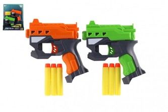 Pistole 2ks 12cm plast na pěnové náboje + 6ks nabojů na kartě Pistole 2ks 12cm plast na pěnové náboje + 6ks nabojů na kartě