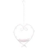 Krmítko pro ptáčky ve tvaru srdce, kovová zahradní dekorace k pověšení.