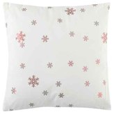 Polštář s výplní, samet. Vánoční motiv, červené vločky na bílém podkladu. 45x