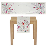 Běhoun s motivem lučních květů, barva krémová, 40x150 cm,100 % polyester.