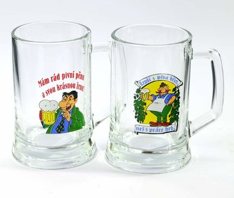 Sklenice pivní 500ml  PUB dekor vtip 2ks