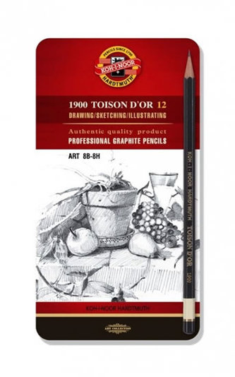 Koh-i-noor grafická sada TOISON D´OR souprava 12 grafitových tužek technických ART 8B- 8H v plechové krabičce