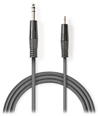 NEDIS stereo audio kabel/ 6,35 mm zástrčka - 3,5 mm zástrčka/ šedý/ 3m