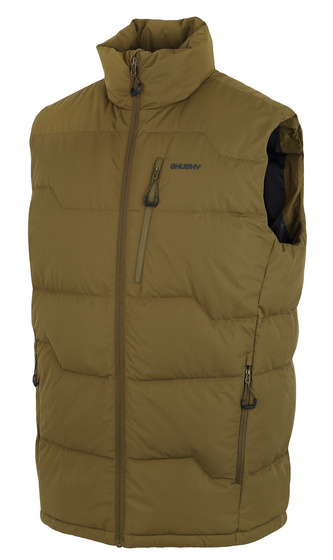 Pánská péřová vesta na zip Deep M dk. khaki - S