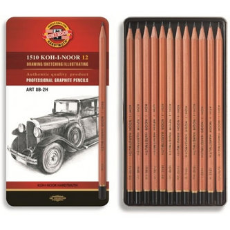 Koh-i-noor tužka grafitová umělecká 8B–2H souprava 12 ks v plechové krabičce Koh-i-noor tužka grafitová umělecká 8B–2H souprava 12 ks v plechové krabičce