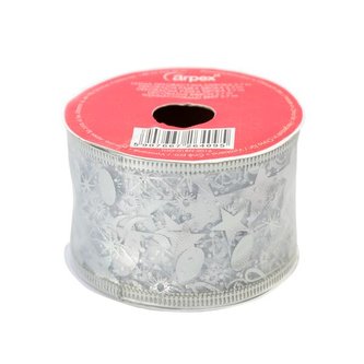 DEKORAČNÍ PÁSKA NA CÍVCE ŠIROKÁ STŘÍBRNÁ 5X270CM