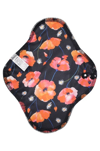 Denní vložka (PUL) - Sedmikrásky v makovém poli, černý velur (kojenecký plyš)