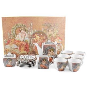 HOME ELEMENTS Luxusní souprava na čaj, 15 ks, Mucha tmavý