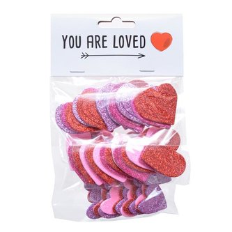 NÁLEPKY SRDÍČKA PĚNOVÉ, BROKÁT 45KS, 1.5-4CM