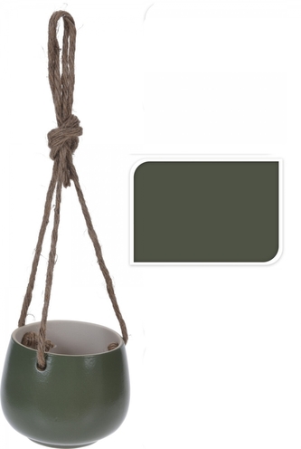 Zelený keramický závěsný květináč 8,5x10,5 cm