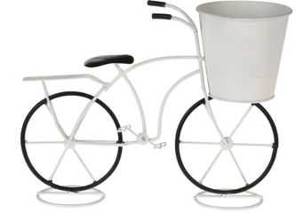 Plechový květináč Retro kolo bílé