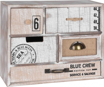 Dřevěná skříňka a pět zásuvek 28x21,7x10 cm