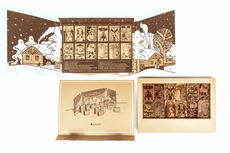 DWOOD Dřevěná stavebnice s kulisami Betlém 12 dílů