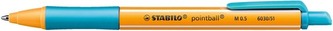 Długopis kulkowy "Pointball", turkusowy, 0,5 mm, mechanizm naciskowy, STABILO