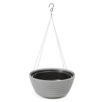 Plastový květináč Bowl Jersey na zavěšení 300 mm, šedý