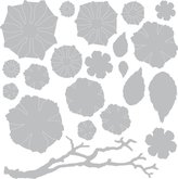 SIZZIX Thinlits vyřezávací kovové šablony - květy a lístky 21 ks