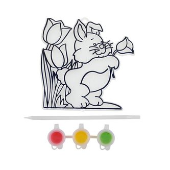 VITRÁŽ VELIKONOČNÍ S BARVAMI - ZAJÍČEK 9X8 CM, 7,5