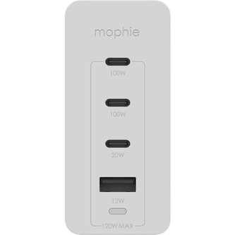 Mophie síťový adaptér GaN USB-C/PD/HUB 120W bílá