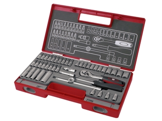 FORTUM hlavice nástrčné a zástrčné, sada 45ks, 1/4"