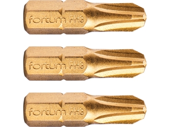 FORTUM hrot křížový phillips, sada 3ks, PH 3x25mm,titan. úprava, S2