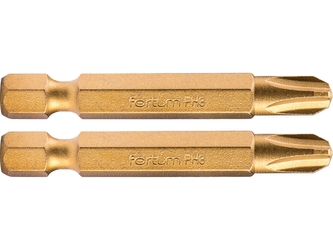 FORTUM hrot křížový phillips, sada 2ks, PH 2x50mm,titan. úprava, S2