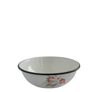 Miska smalt bílá 20cm/1,5L růže