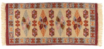 Kusový oboustranný vzorovaný koberec KILIM - LEAVES vínová 80x150 cm Multidecor