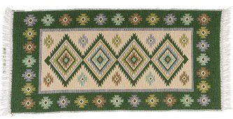 Kusový oboustranný vzorovaný koberec KILIM - ROMBY zelená 120x180 cm Multidecor