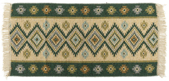 Kusový oboustranný vzorovaný koberec KILIM - ROMBY zelená 60x120 cm Multidecor