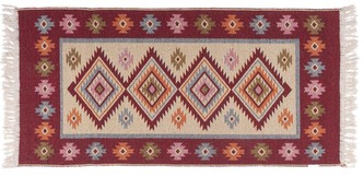 Kusový oboustranný vzorovaný koberec KILIM - ROMBY vínová 80x150 cm Multidecor