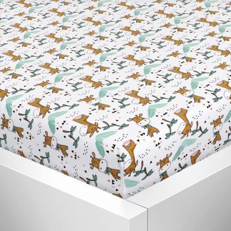 Prostěradlo jersey s elastanem - žirafy - 90x200 cm