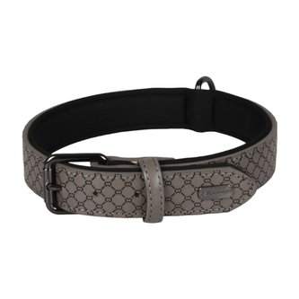 Kožený obojek Flamingo Patti šedá-XL: 47-57cm