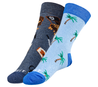 Ponožky dětské Piráti - modrá, šedá - 30-34