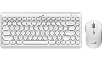 GENIUS set klávesnice s myší LuxeMate Q8000 White/ Bezdrátový set 2,4GHz mini receiver/ USB/ bílá/ retro design/ CZ+SK l